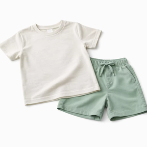 Ensemble été en coton pour garçons et filles, t-shirt et short, respirant, confortable, vêtements décontractés, taille personnalisée - Product Image 1
