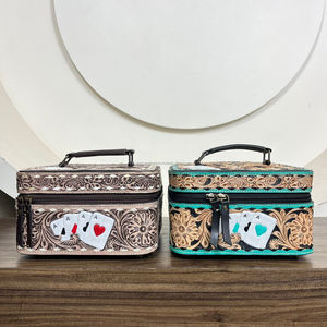 กล่องใส่เครื่องประดับหนังวัวแท้สไตล์ตะวันตก งานแฮนด์เมด ดีไซน์หรูหราสั่งทำพิเศษ และกล่องเก็บไพ่สำหรับเดินทางสำหรับผู้หญิง - Product Image 4