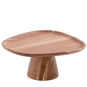 hot selling Round Wood <b>Cake</b> <b>Stand</b> With Chrome Base Reusable Dessert Display For Kitchen Wedding Use - Product Image 5