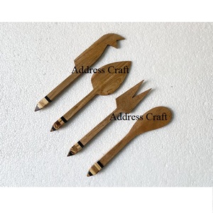 Eco Friendly Mango Wood <b>Cheese</b> <b>Set</b> of 4 Piece Fork Spreader Kitchenware <b>Cheese</b> <b>Knife</b> <b>Set</b> Marble Handle Durable Hand Wash Only - Product Image 4