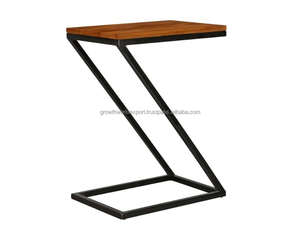 Table d'appoint en bois de manguier massif en forme de Z |   Table de chevet moderne faite à la main avec 2 tiroirs |   Petite table basse pour salon et chambre - Product Image 6