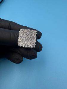 Bague personnalisée en moissanite taille ronde avec pavé carré, en argent 925 original, bijoux pour homme style Iced Out, pour fête, cadeau, amis - Product Image 6