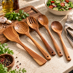 Cuchara de Servir de Madera Artesanal Ecológica y Duradera con Acabado de Grano de Madera Natural Antideslizante, Logotipo Personalizado, Venta al por Mayor OEM/ODM - Product Image 4