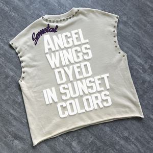 Chaleco con Gráfico de Alas de Ángel para Hombre y Mujer 2026 Blanco Corte Regular con Cuello Adornado con Cristales Morados Estilo Urbano Top Corto HD - Product Image 2