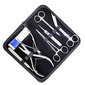 Kits chirurgicaux de 8 pièces avec manche de scalpel, lames de couteaux, ciseaux, pinces, kit de suture pour étudiants avec étui en cuir à fermeture éclair par Dentavex - Product Image 5