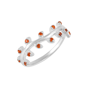 Solid 925 Sterling Silver Band Fine Rings For Women 100% Top Natural Carnelian Gemstone Bohemian Style Pave Setting Fine Jewelry - Product Image 1