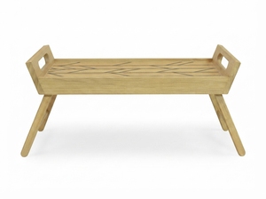 Mesa Auxiliar Moderna de Madera para Cama con Patas Plegables y Asas, Diseño Geométrico para Dormitorio - Ideal para Desayuno, Laptop y Servir Aperitivos - Product Image 2