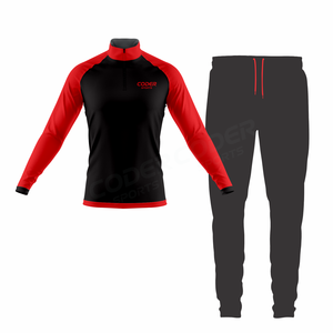 Chaqueta y Pantalones Deportivos Negros y Rojos con Sublimación Completa de la Mejor Calidad, Traje de Entrenamiento de Fútbol, Chándal para Hombre - Product Image 2