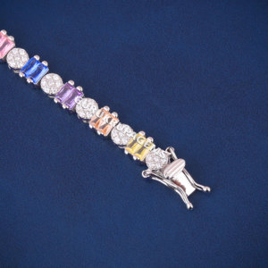 A colorful tennis diamond unisex <b>bracelet</b> custom piece 14kt solid white gold lab grown diamonds best quality affordable price - Product Image 4