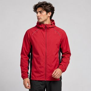 Veste à capuche noire pour homme, zippée, légère, coupe-vent, sportive, pour la course à pied et les activités de plein air - Product Image 5