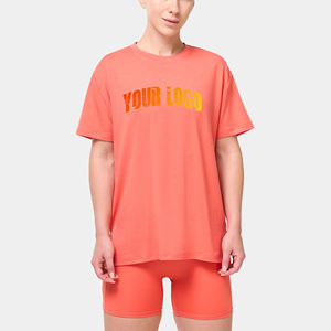 New Article Women's <b>Coral</b> Cotton T-Shirt Crew Neck Short Sleeve Loose Fit Solid Color Casual Jersey Breathable Spring Summer - Product Image 1