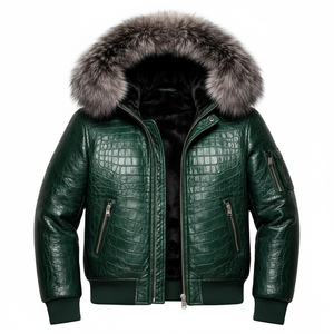 Chaqueta de Invierno de Cuero Genuino para Hombre, de Alta Calidad, Cuello Alto, Transpirable, Resistente al Viento, Personalizable, Estilo Casual y Profesional, Venta al Por Mayor - Product Image 1