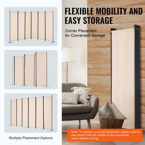 6-<b>Panel</b> Folding Privacy <b>Screen</b> Room Divider Portable Freestanding Partition for Room Separation <b>Screen</b> & Divider Roo - Product Image 5