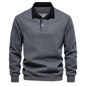 Chemises décontractées pour hommes à manches courtes, col contrastant, motif uni, 100% coton tricoté, respirant, séchage rapide, design personnalisé - Product Image 2