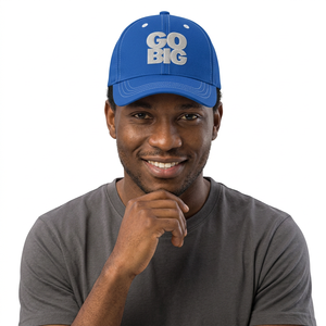 Casquette de baseball brodée Go Big bleue à 6 panneaux unisexe décontractée - Product Image 6