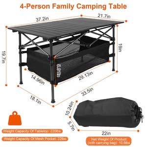 1pc pieghevole in alluminio leggero tavolo da campeggio portatile Roll-up barbecue da scrivania borsa per il trasporto per feste in giardino all'aperto - Product Image 5