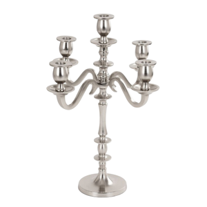 Elegant <b>Silver</b> Aluminum 5-Arm Candelabra Candle Holder For Wedding Decoration Home Decor & Dining Table Centerpiece <b>Candlestick</b> - Product Image 1