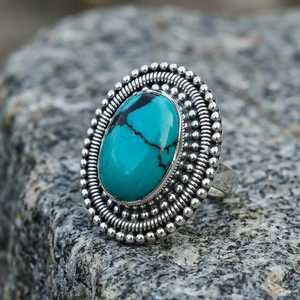 Opal Statement Ring 925 Sterling Silver Oval Cabochon <b>Rope</b> Border Vintage IGI Certified 24K Gold Plated Jewelry for Women - Product Image 6