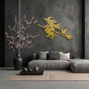 Arte Metálico de Pared con Diseño de Bruja, Decoración Colgante Elegante para Halloween, Adecuada para la Entrada del Hogar y Decoración de Paredes, de la India - Product Image 2