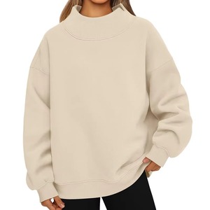 Sudadera de Felpa Suave de Algodón para Mujer con Logotipo Personalizado, Cuello Alto, Estilo Urbano, Talla Grande, con Color Personalizado - Product Image 3