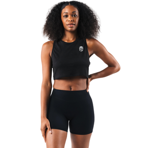 Débardeur de sport double couche pour femme, coupe ajustée, extensible, sans manches, noir - Product Image 1
