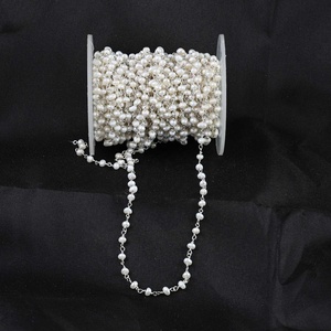 Cadena de cuentas de nácar blanco natural de 3-4 mm, cuentas redondas lisas, collar para hacer joyería DIY, fabricante de cadenas de plata 925 - Product Image 1