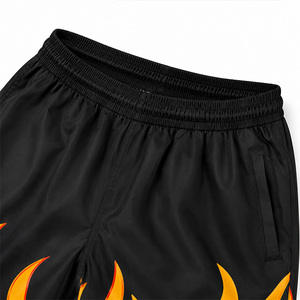 Custom Sublimated Flame Print Football Shorts Quick Dry Breathable Anti-Bacterial 220 GSM Polyester Elastic Waist Sports - Product Image 4