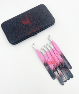 Pinzas de pestañas profesionales de volumen de bota delgada personalizadas, sujeción fuerte y duradera, de 10mm de etiqueta privada extensiones de pestañas, fibra sostenible - Product Image 2