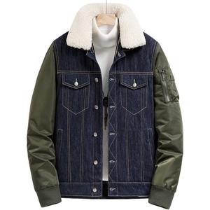 Wholesale Men Winter Sherpa <b>Lined</b> Denim Jacket Casual Fleece Thicken Warm Outerwear Vintage Denim <b>Coat</b> Custom Logo OEM ODM - Product Image 1