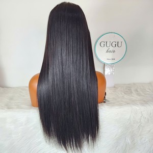 Cheveux humains vierges vietnamiens lisses sans colle pour perruque Lace Front pour femmes, avec bonnet transparent petit format et cheveux pré-épilés - Product Image 4