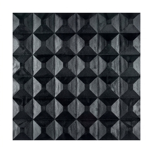 Decoración de Pared Negra Moderna, Panel de Arte Mural Tallado con Patrón Geométrico de Diamantes en 3D, Decoración de Interiores de Hogar Contemporánea de Lujo - Product Image 1