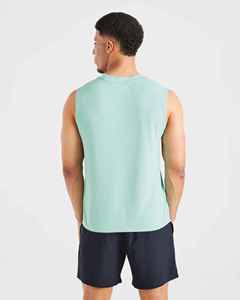 Men's O-Neck Solid <b>Mint</b> <b>Green</b> Tank <b>Top</b> Breathable Knitted Sleeveless Casual Wear - Product Image 2