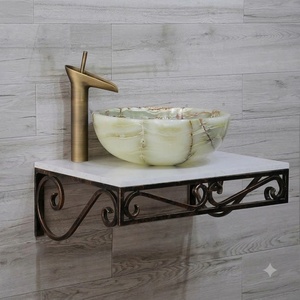Support de lavabo sur pied en fer forgé néoclassique de luxe, support de lavabo antique en métal pour jardin - Product Image 2