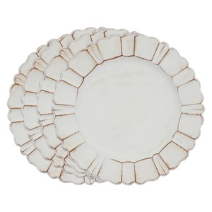 Elegant Distressed White Charger Plate With Designer Edge Perfect For <b>Dining</b> <b>Table</b> And <b>Rustic</b> <b>Farmhouse</b> <b>Table</b> Decor From India - Product Image 1