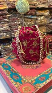 Indian Silk Potli <b>Bag</b> Handmade Women's Embroidered Fashion Clutch Purse Pouch Drawstring <b>Bag</b> Wedding Favor Return Gifts - Product Image 4