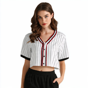 Camiseta Deportiva Corta de Béisbol Personalizada para Mujer, Camiseta de Béisbol de Manga Corta con Rayas para Mujer - Product Image 4