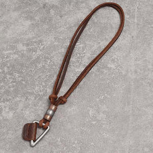 Vintage Alloy Triangle Pendant Necklace with Adjustable Pure Leather Cord for Men & Boys - Product Image 5