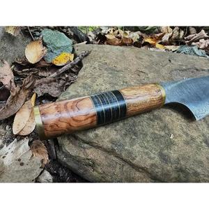 Couteau de chef personnalisé fait main Jexmoo avec lame en acier Damas de 8 pouces, manche en bois, étui en cuir - Cadeau pour chef - Product Image 5