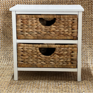 Wooden Storage <b>Cabinet</b> With Woven Basket Drawers <b>Rustic</b> Modern Design Living Room Furniture Home Decor - Product Image 4