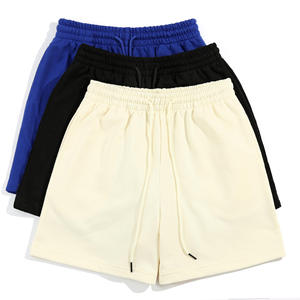 Shorts en tricot pour femme, couleur unie, taille à cordon, décontractés, respirants, séchage rapide, écologiques, taille mi-haute, coupe régulière, bleu, noir - Product Image 1