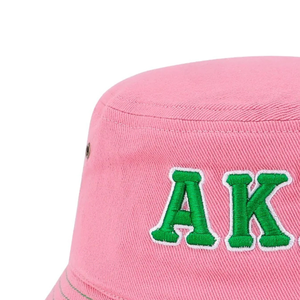 Chapeau Bob Rose en Coton avec Lettres Brodées Vertes – Idéal pour l'Été, la Plage, la Pêche et les Activités de Plein Air pour Femme - Product Image 2