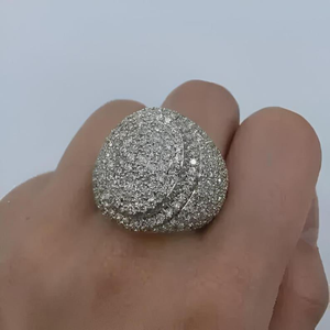 Moissanite Iced Out Round <b>Signet</b> <b>Ring</b> Luxury Hip Hop Statement <b>Ring</b> Sparkling Pavé Jewelry for <b>Men</b> - Product Image 1