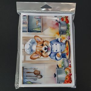 Corgi the Chef Whimsical A7 Tamaño 5x7 Tarjetas de notas en blanco Paquete de 8 tarjetas de felicitación con sobres - Product Image 3