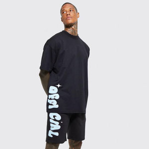 Ensemble deux pièces décontracté pour homme : T-shirt à manches courtes et short en coton de couleur unie - Product Image 4