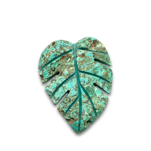 Piedras de Palma de Cristal Talladas a Mano con Diseño Chevron de Turquesa Africana Natural, Juego de Gemas de Hoja de Monstera al por Mayor para Joyería y Decoración del Hogar - Product Image 1
