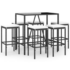 Grand ensemble de bar de jardin avec rotin PE noir et repose-pieds - Product Image 2