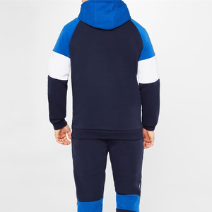 ชุดวอร์มแบบ unisex สีสันตัดกัน เสื้อฮู้ดซิปเต็มตัวและกางเกงขายาวพร้อมโลโก้ ชุดลำลองสำหรับฤดูใบไม้ร่วง ทรงปกติ - Product Image 3