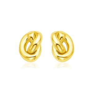 Orecchini a Perno con Nodo in Oro Giallo 14k Lucidato, Orecchini a Perno alla Moda - Product Image 1