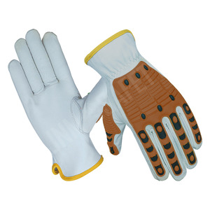 Gants de travail de sécurité pour mécaniciens en cuir de chèvre pleine fleur, robustes, antidérapants, avec manchette de sécurité, résistants aux coupures, protection contre les chocs en caoutchouc TPR et résistants à la chaleur - Product Image 2