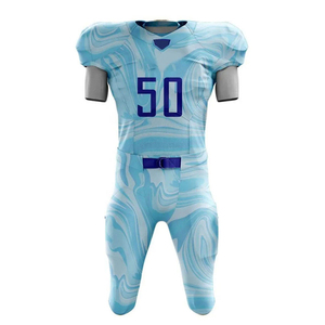 Maillot de football américain rouge grande taille pour homme avec pantalon noir numéro 50, col en V, manches courtes, ensemble uniforme d'été anti-humidité - Product Image 3